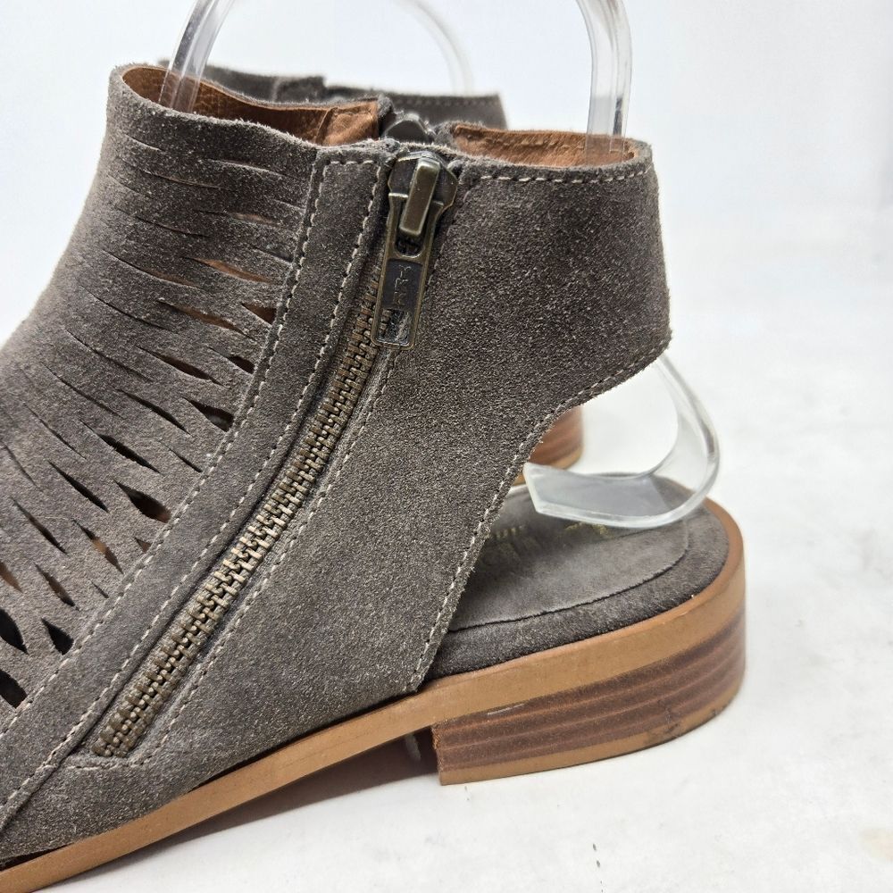 DIBA True Stylish Gray Suede Western Peep Toe Sandal Bootie Size 8 - Picture 4 of 9